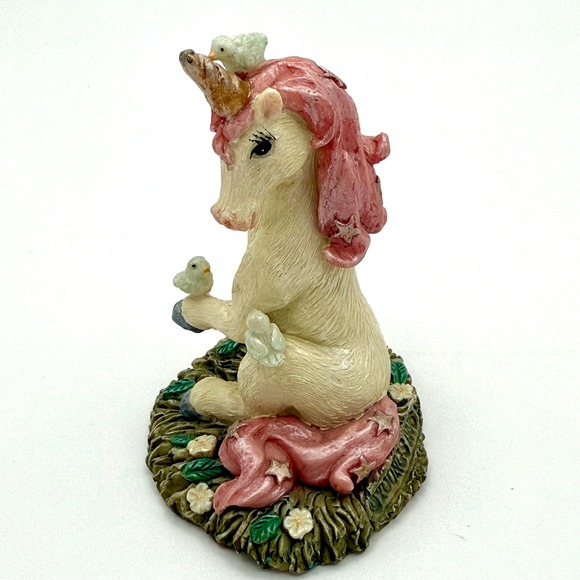 UNICORN Vintage 1990s Rest Stop Souvenir Shop Resin Figurine 1996 Youngs Birds - Picture 1 of 10